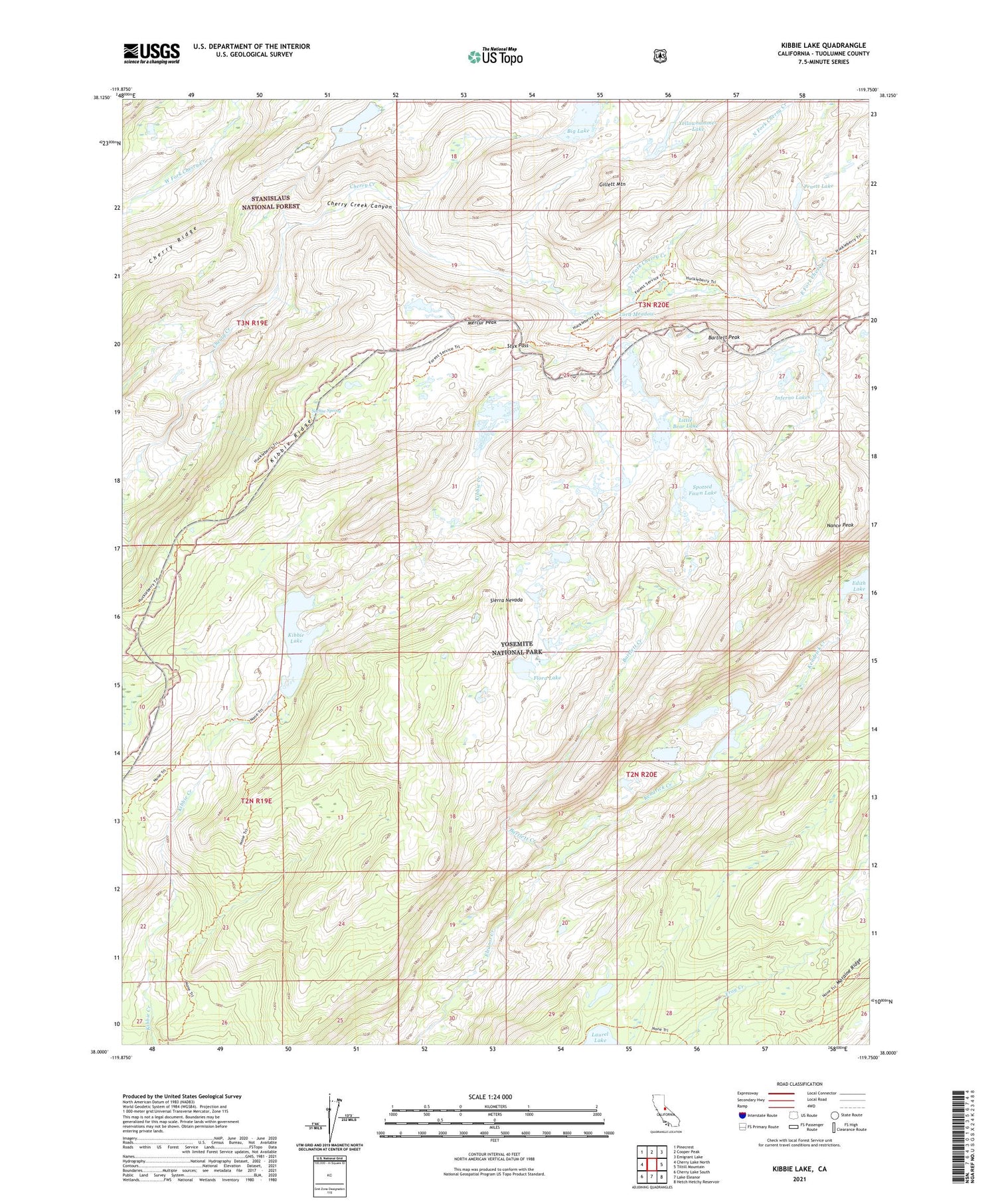 Kibbie Lake California US Topo Map Image