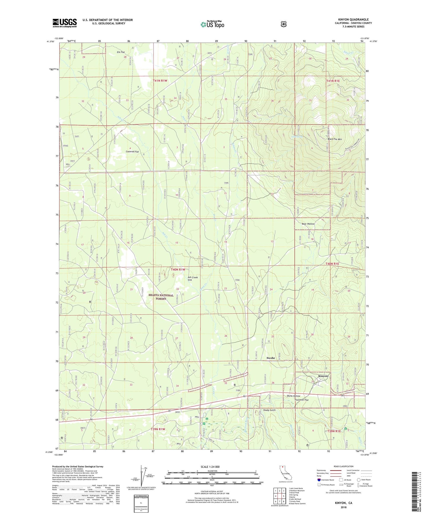 Kinyon California US Topo Map Image