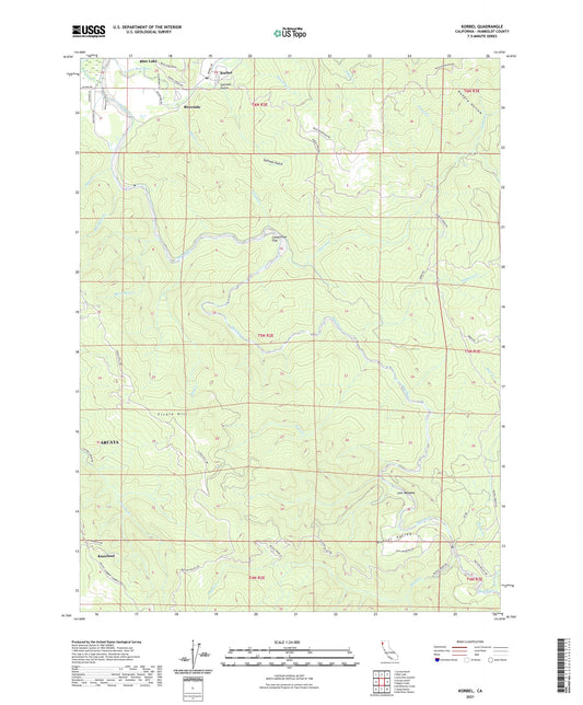Korbel California US Topo Map Image