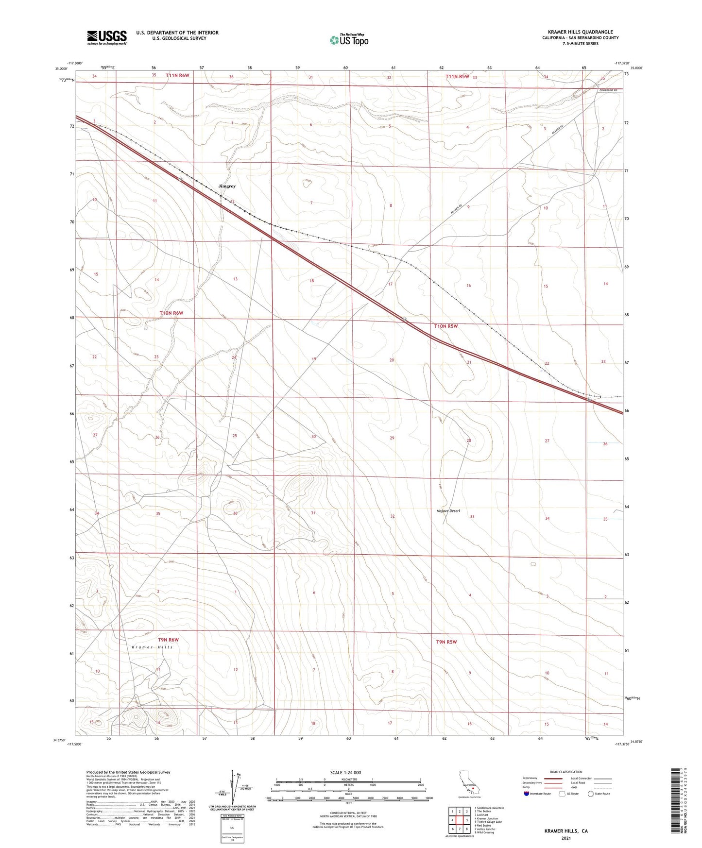 Kramer Hills California US Topo Map Image