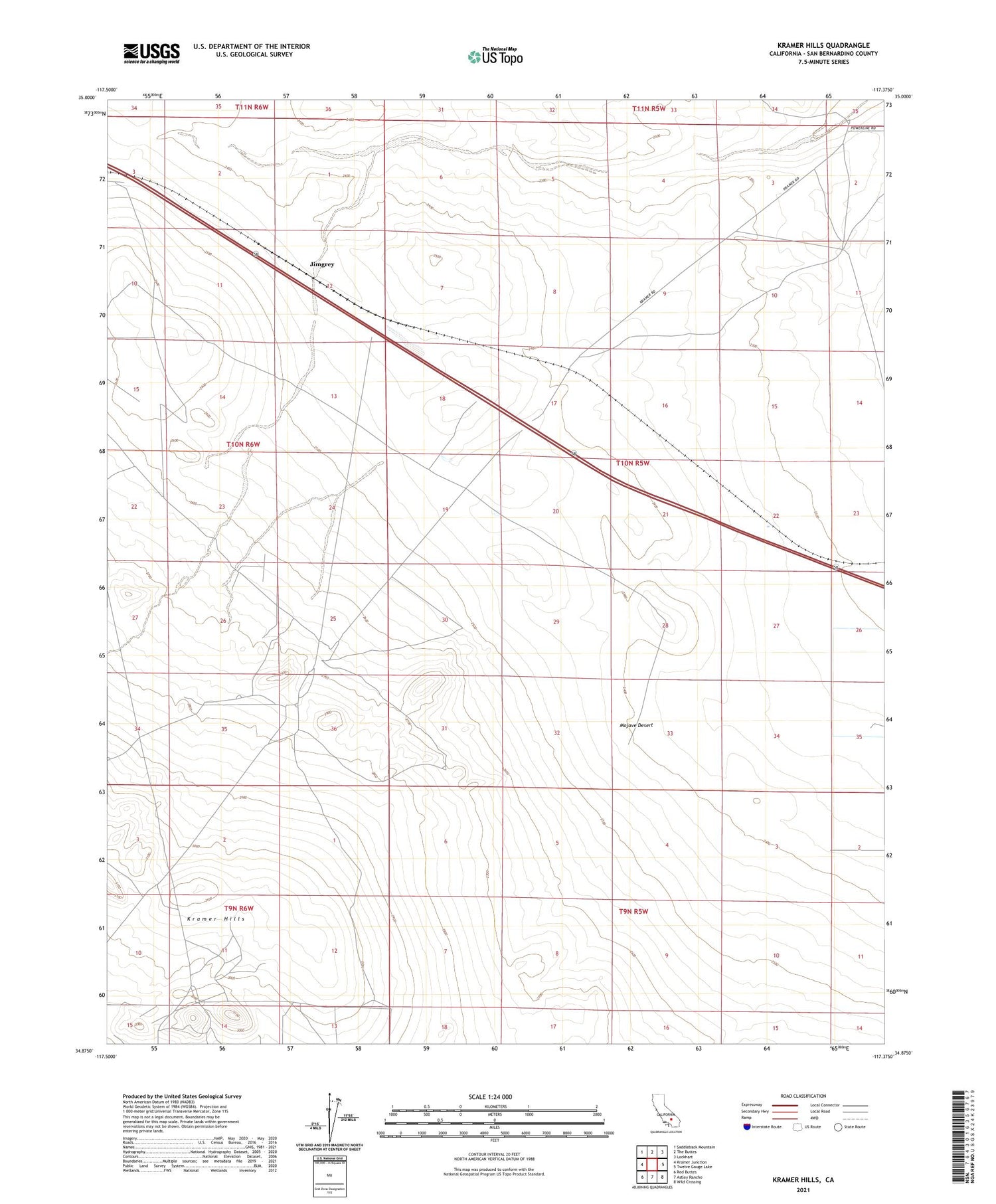 Kramer Hills California US Topo Map Image