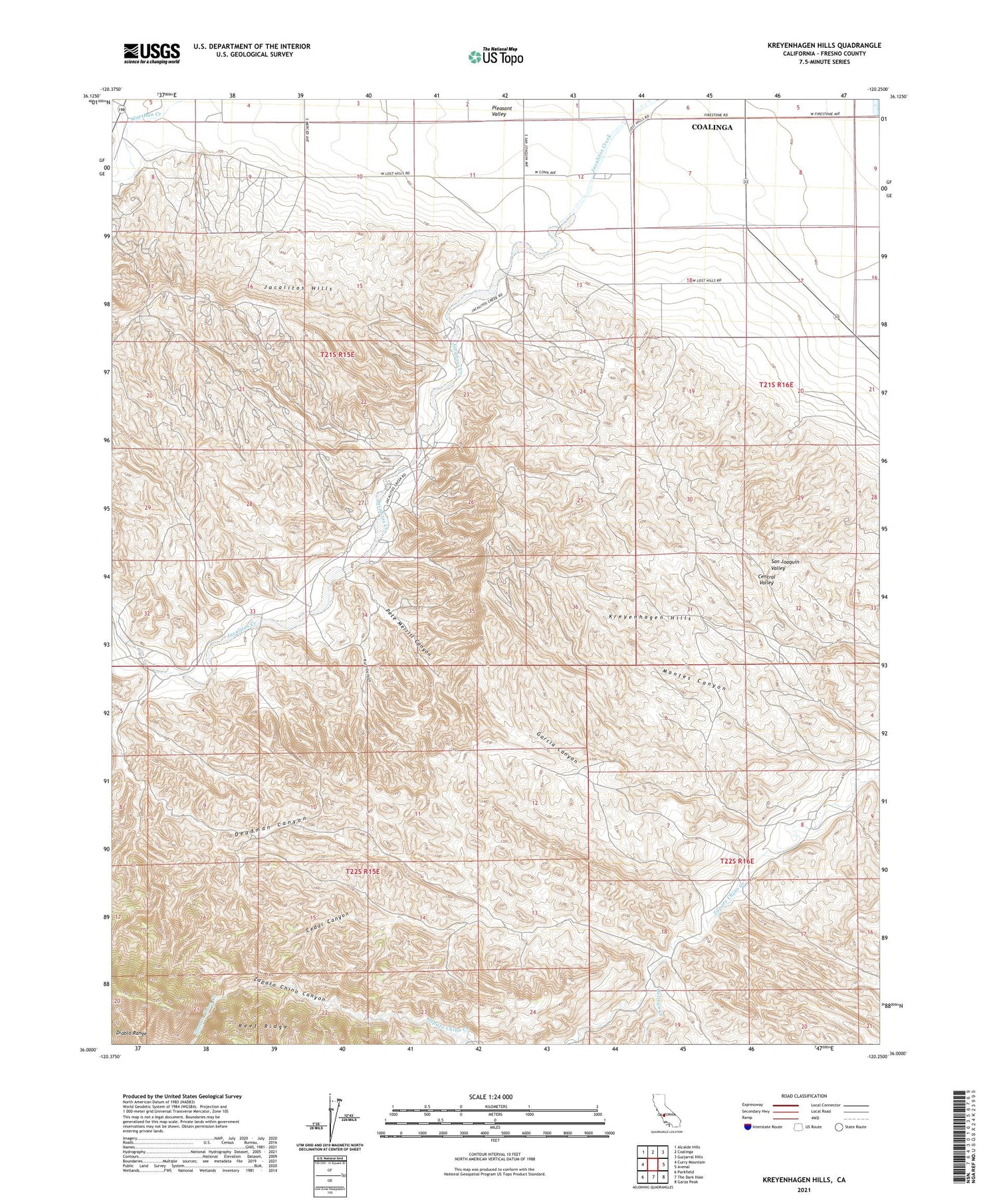Kreyenhagen Hills California US Topo Map Image