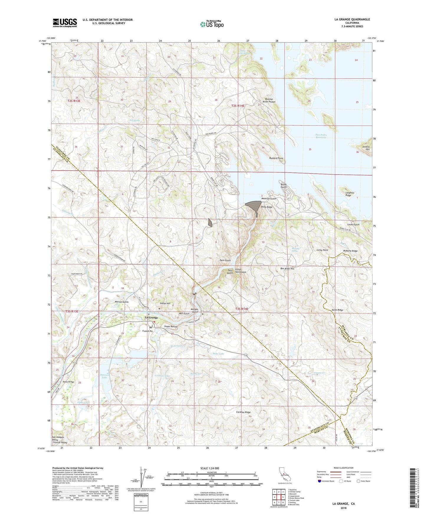 La Grange California US Topo Map Image