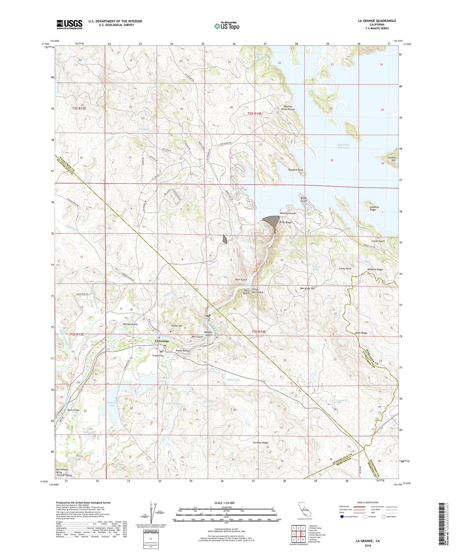 La Grange California US Topo Map Image