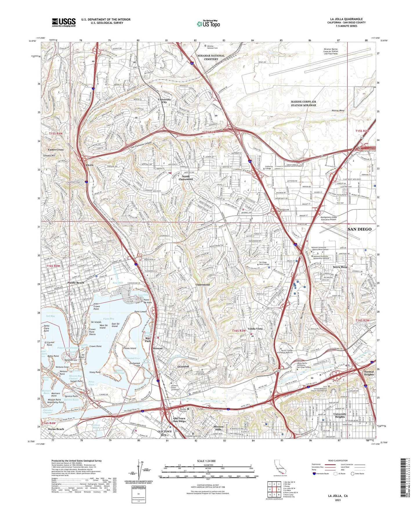 La Jolla California US Topo Map Image