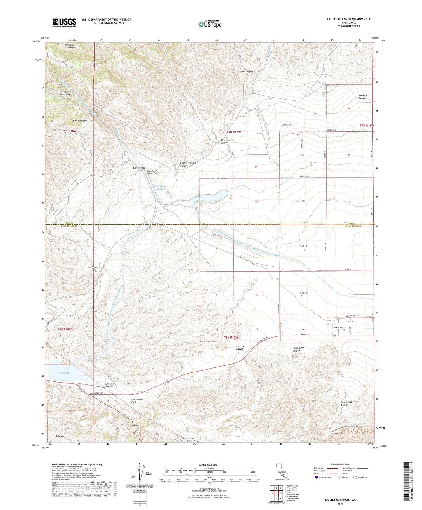 La Liebre Ranch California US Topo Map Image