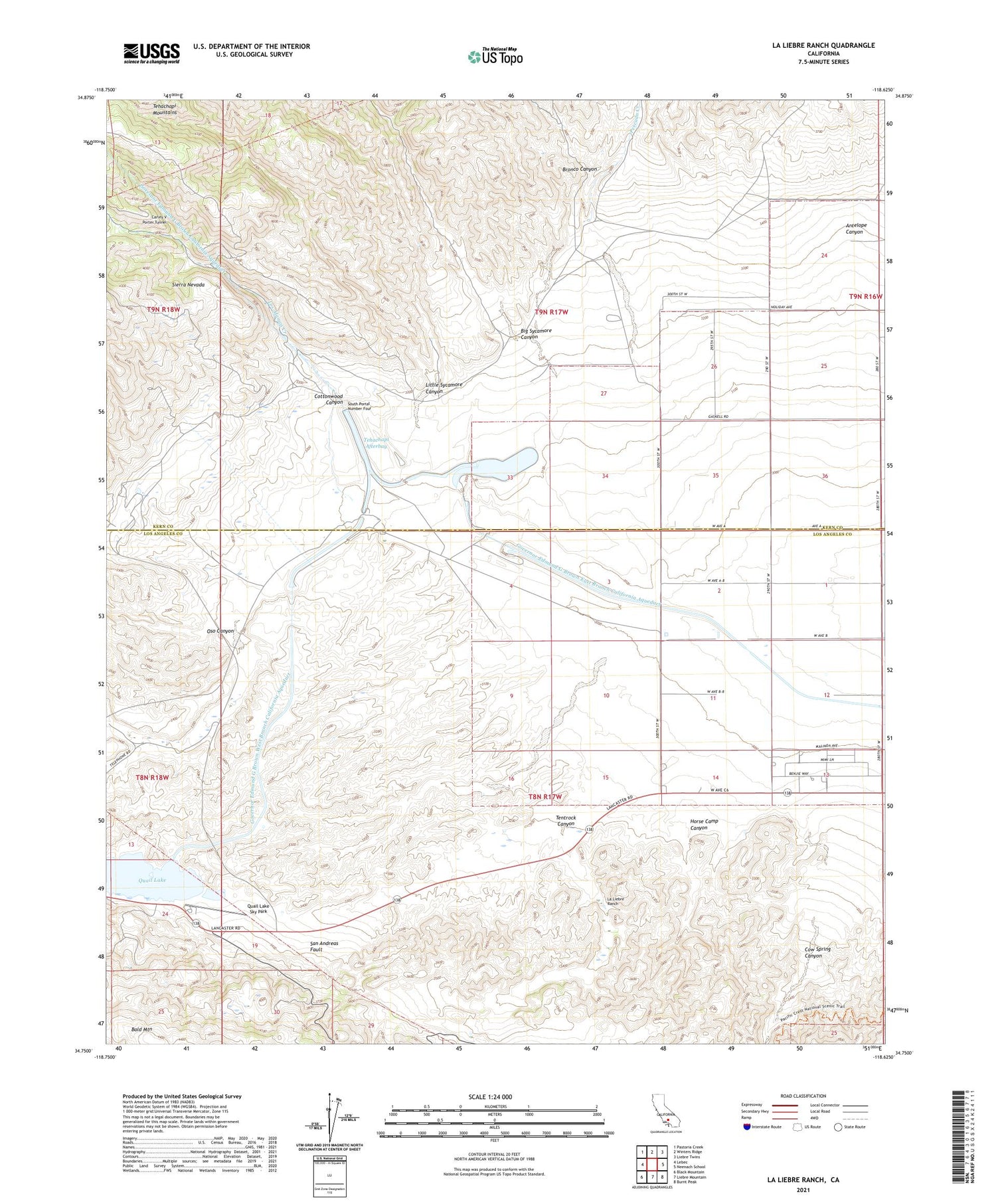 La Liebre Ranch California US Topo Map Image