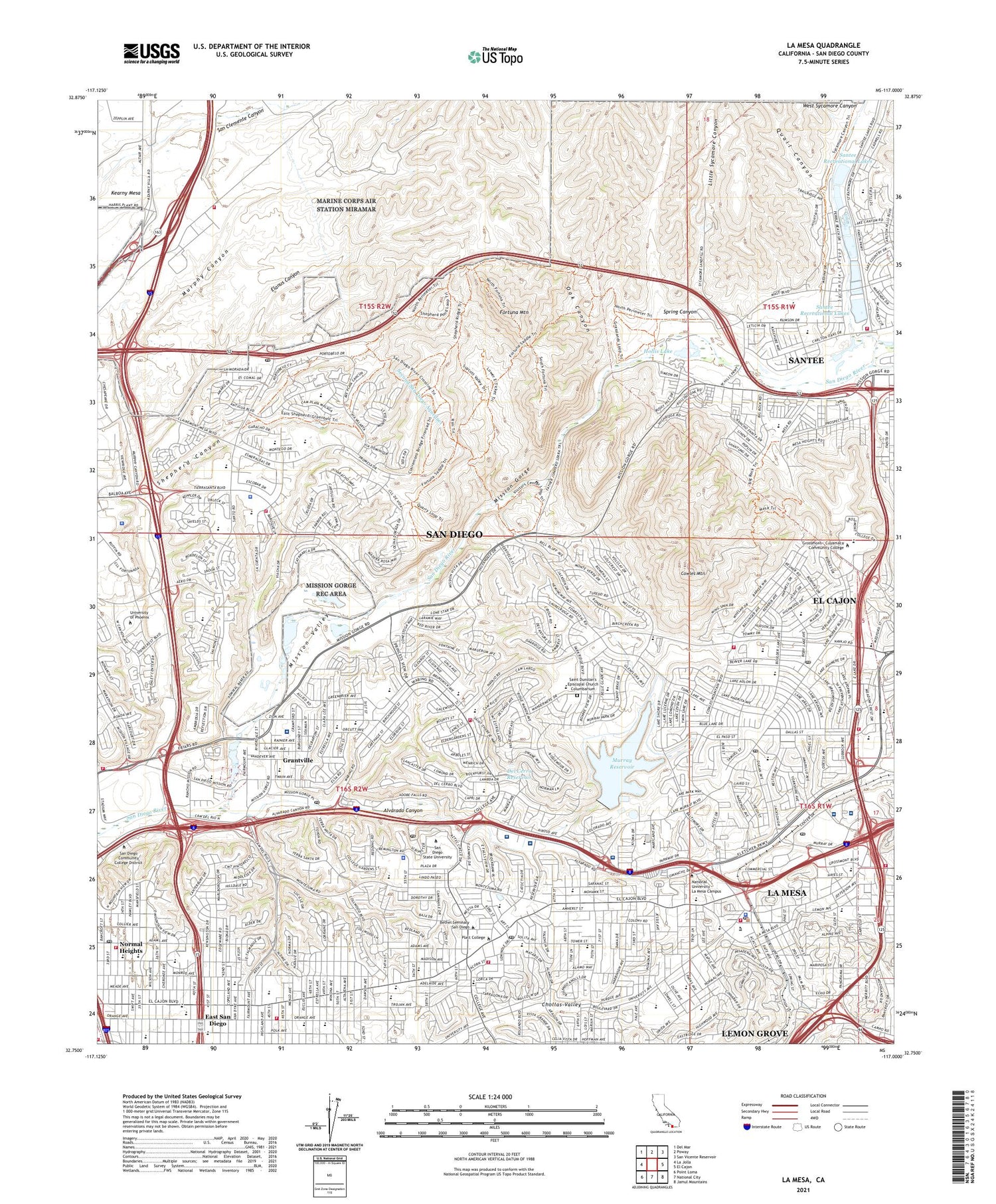 La Mesa California US Topo Map Image