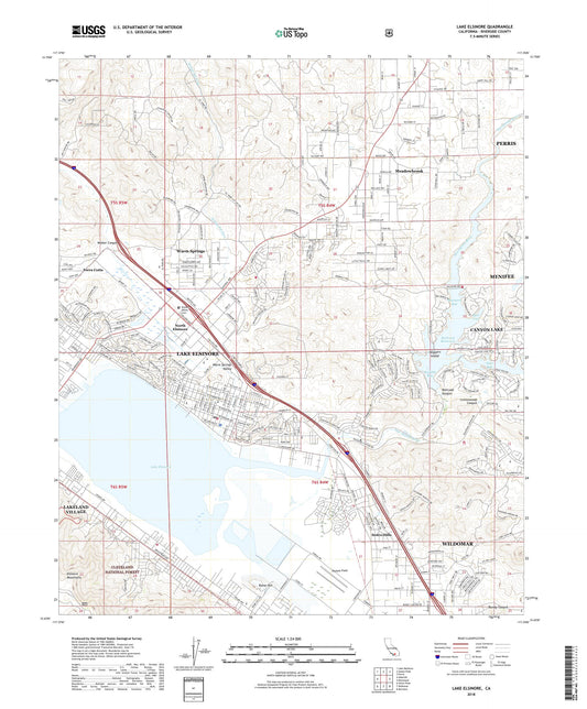 Lake Elsinore California US Topo Map Image