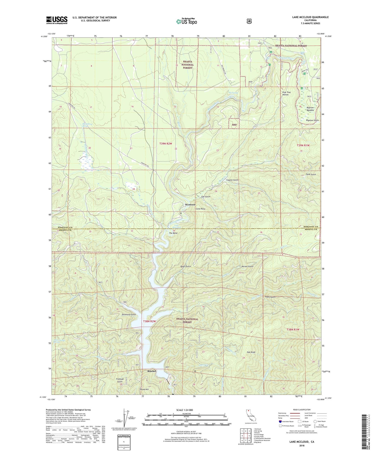 Lake McCloud California US Topo Map Image