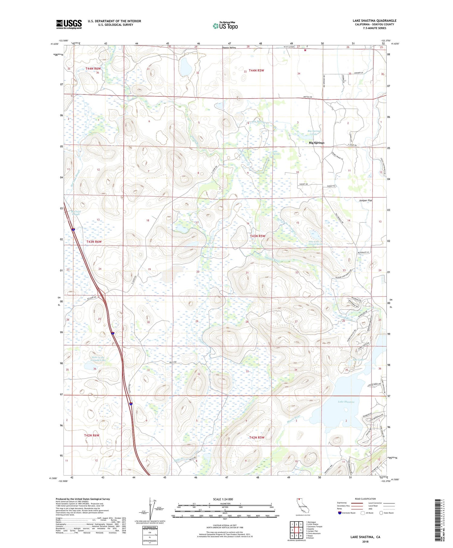 Lake Shastina California US Topo Map Image
