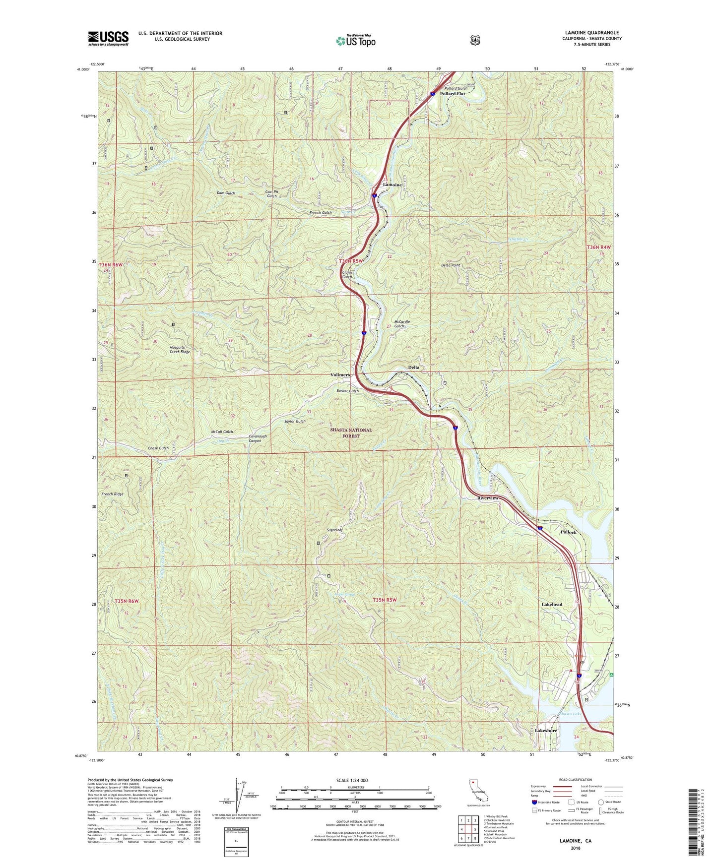 Lamoine California US Topo Map Image