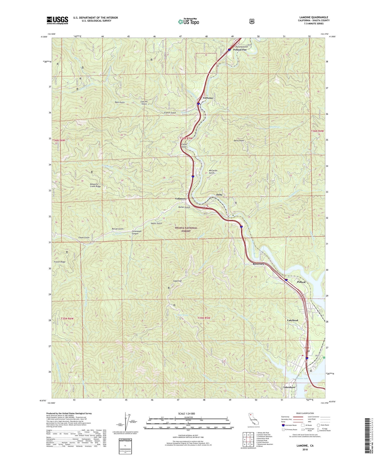Lamoine California US Topo Map Image