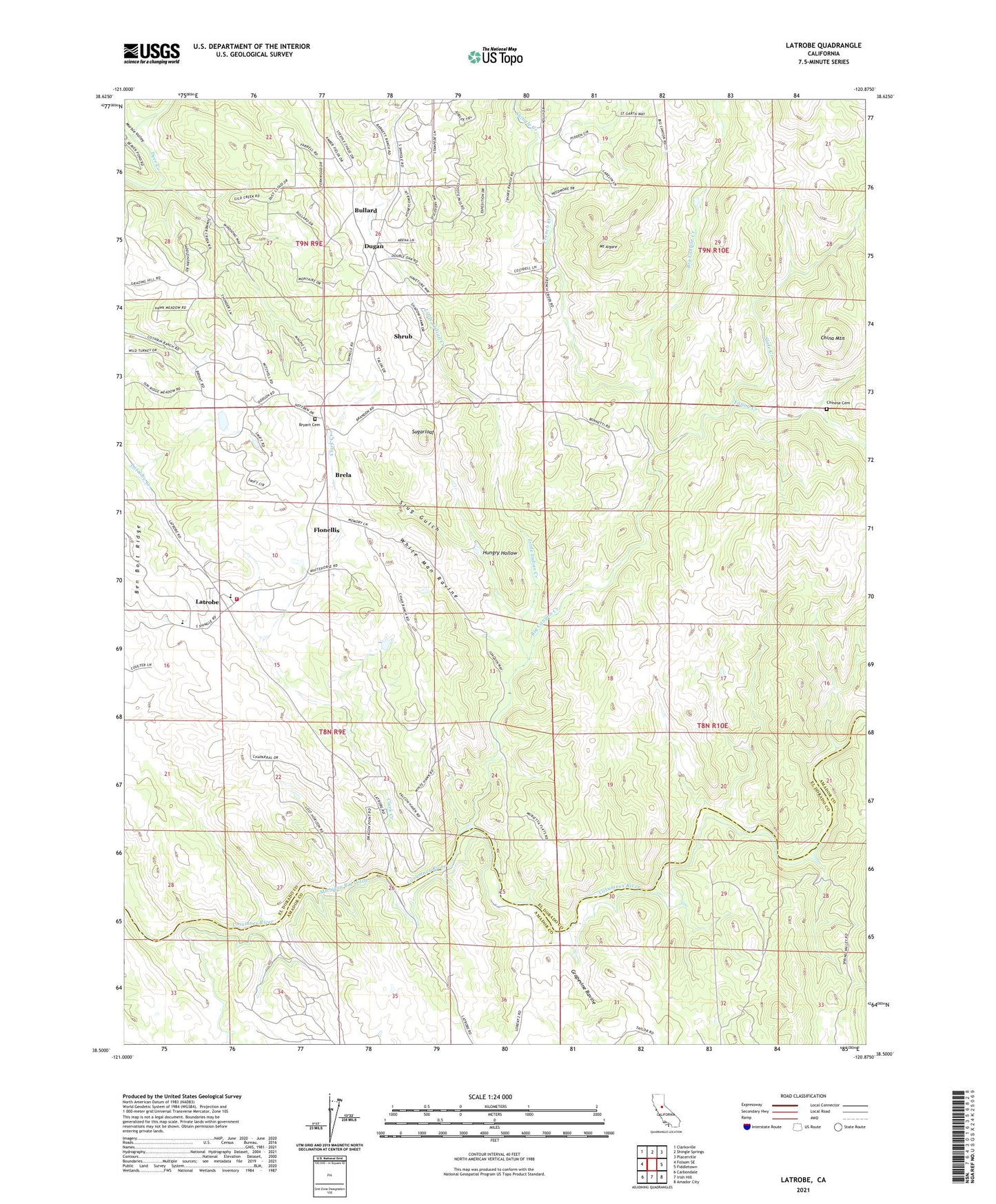 Latrobe California US Topo Map Image