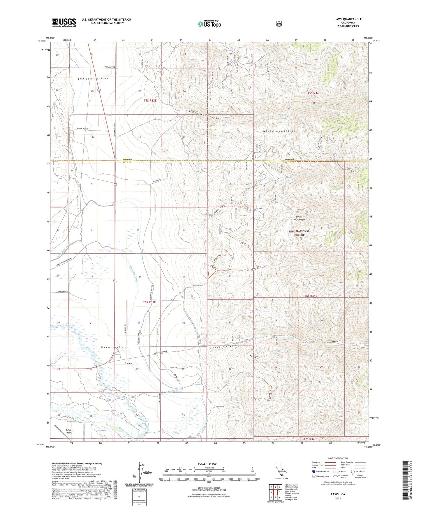Laws California US Topo Map Image