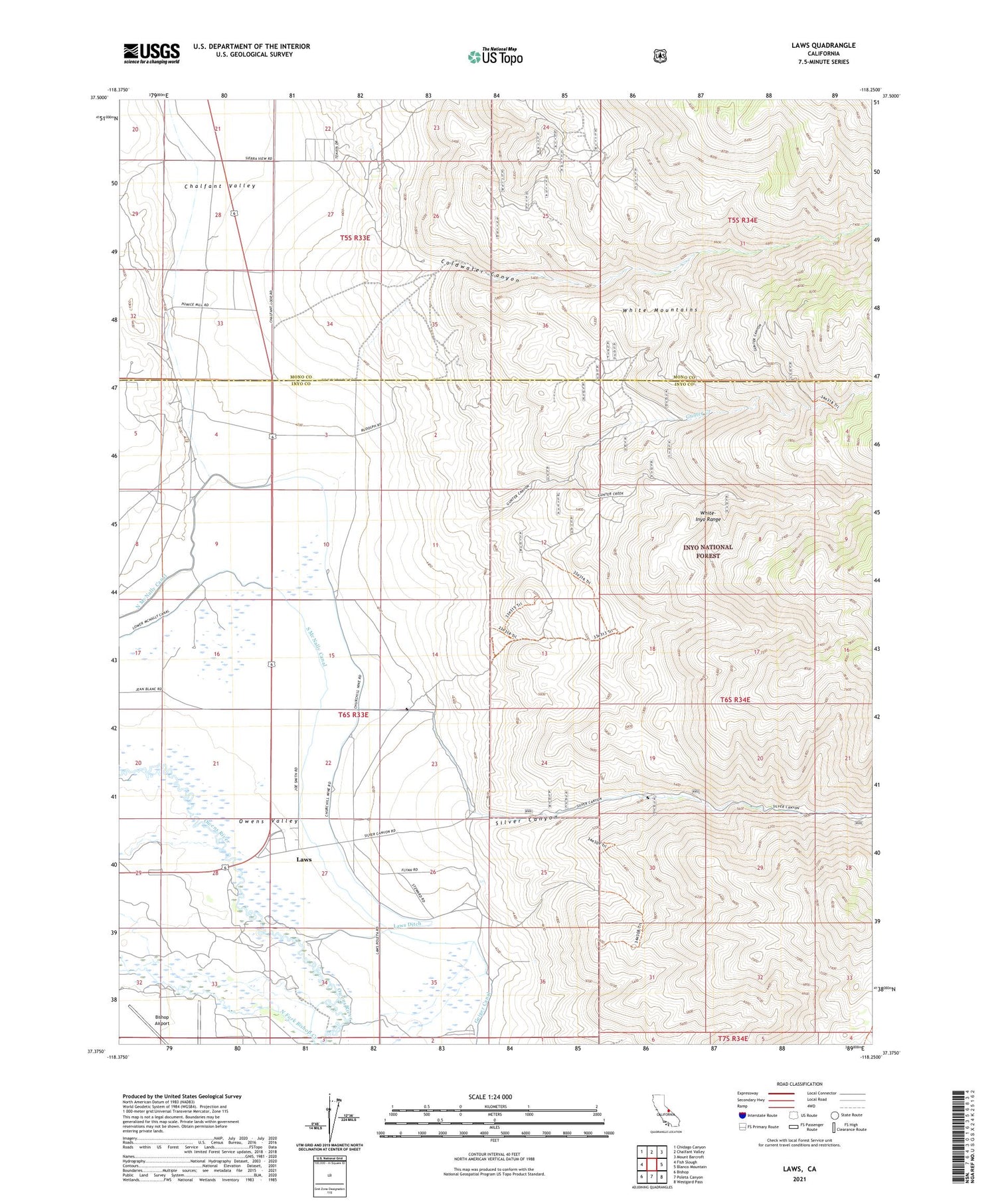Laws California US Topo Map Image
