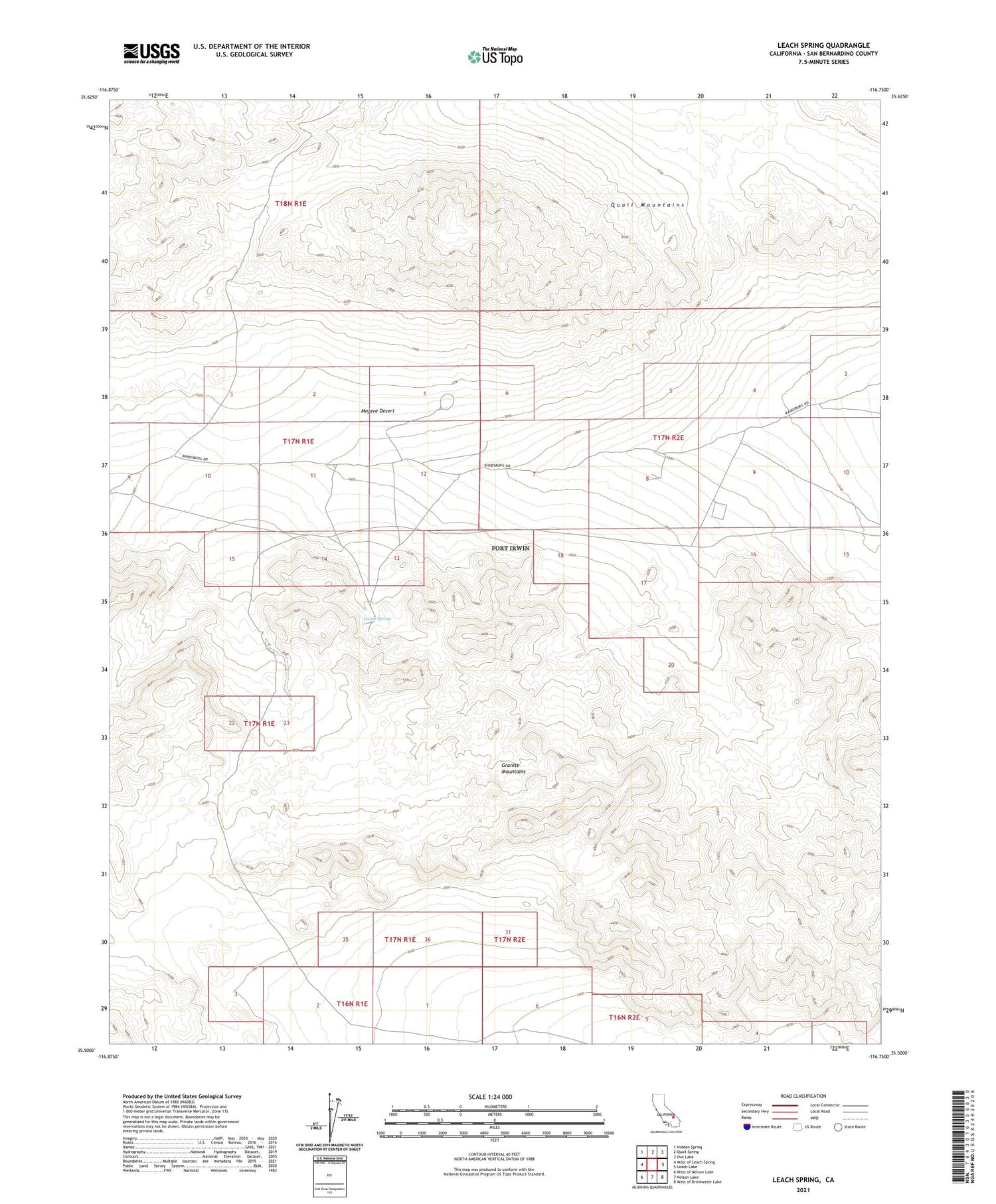 Leach Spring California US Topo Map Image