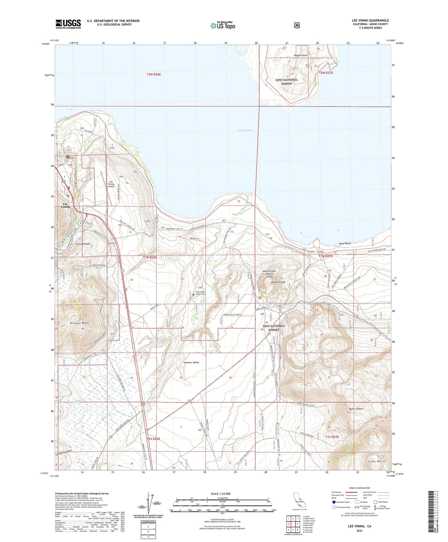 Lee Vining California US Topo Map Image