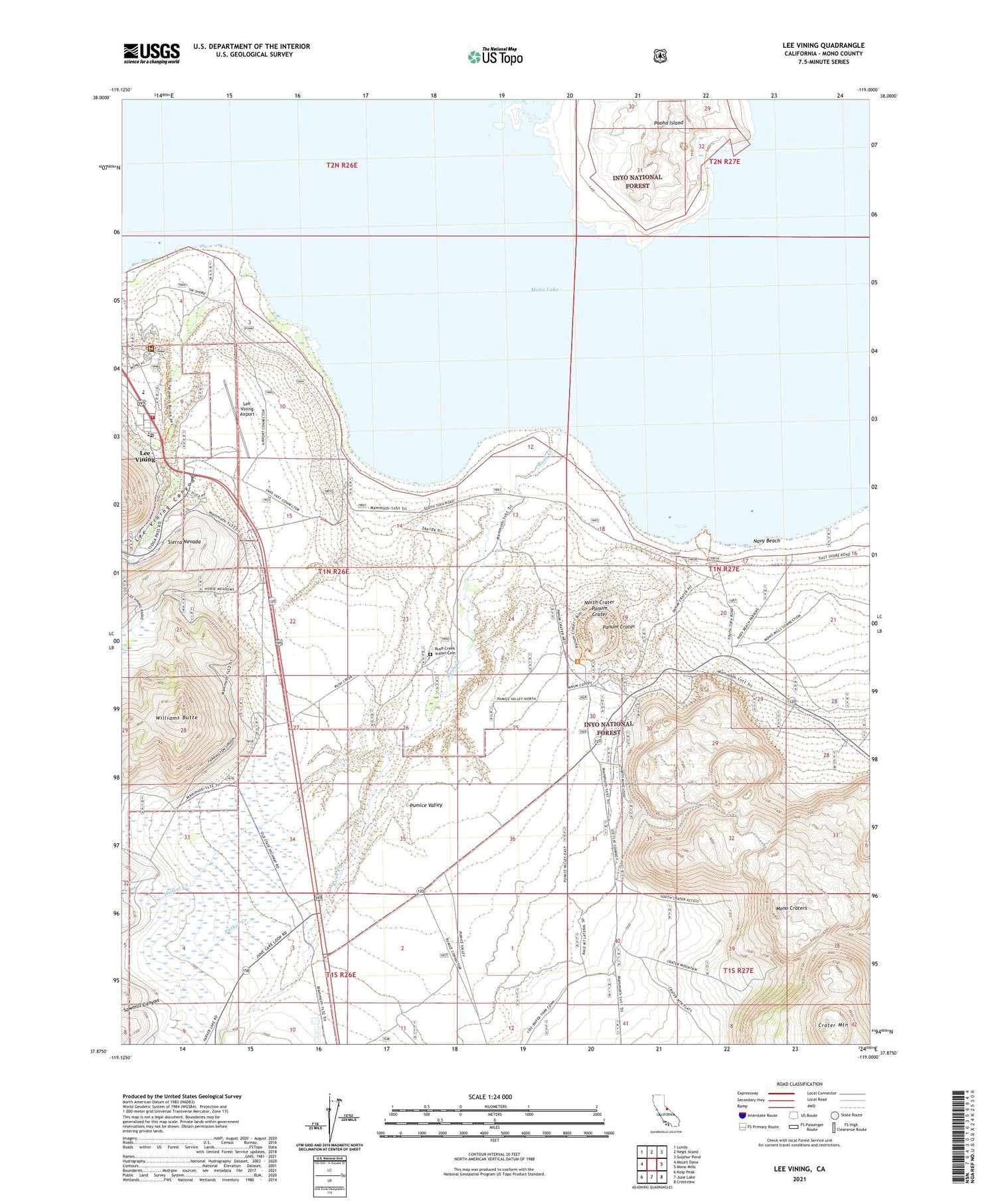 Lee Vining California US Topo Map Image