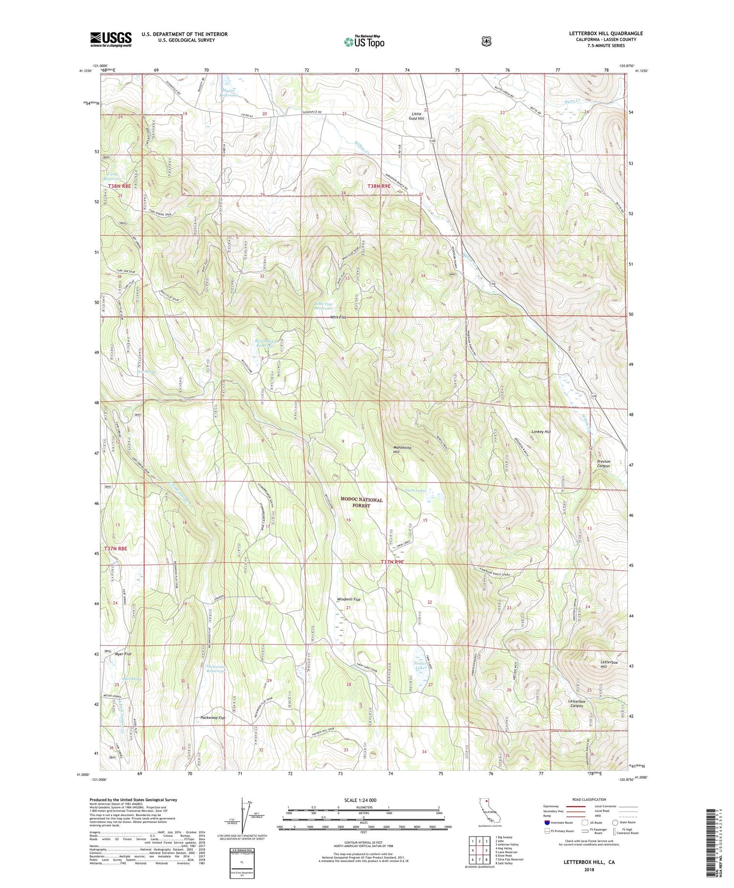 Letterbox Hill California US Topo Map Image