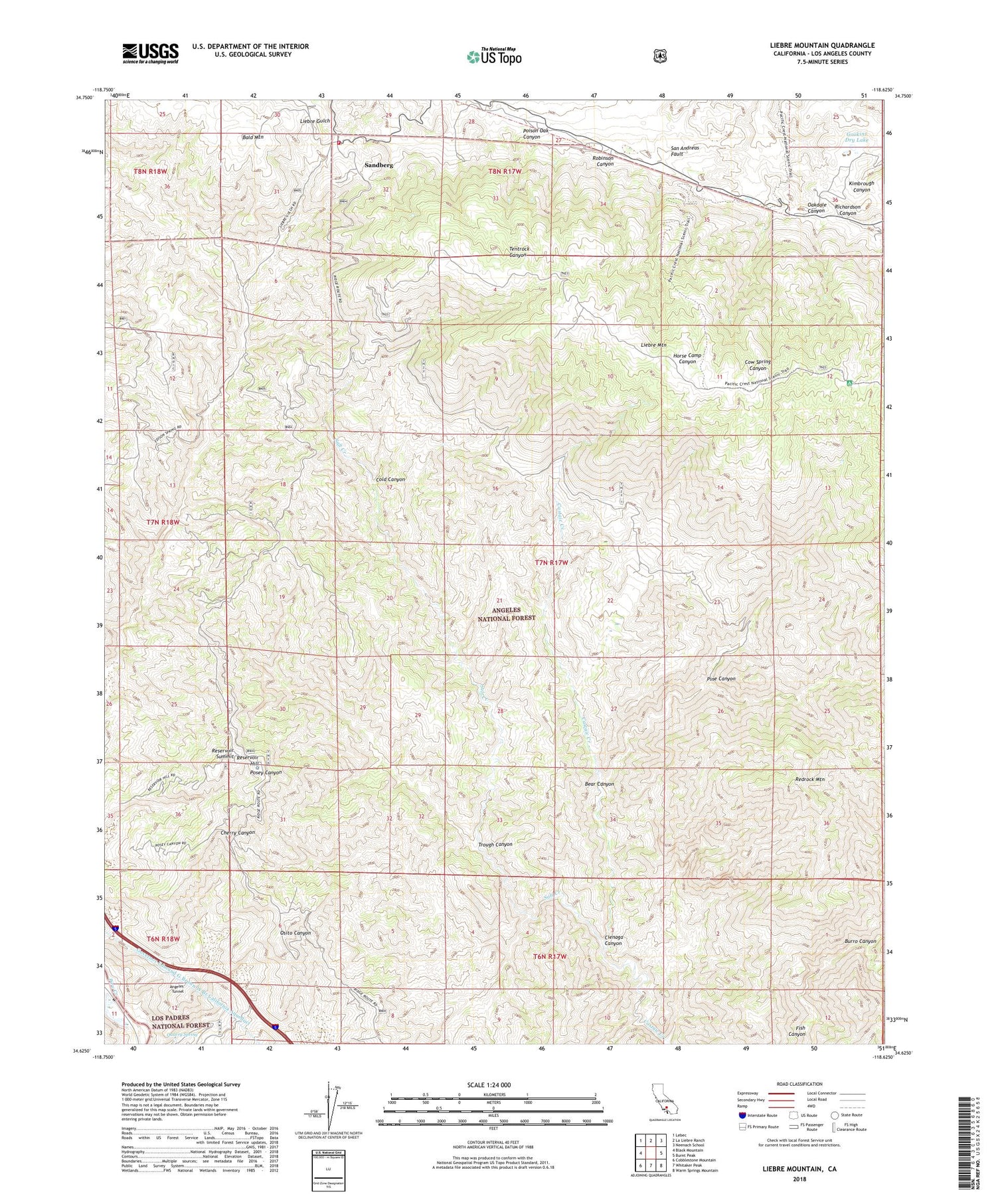 Liebre Mountain California US Topo Map Image