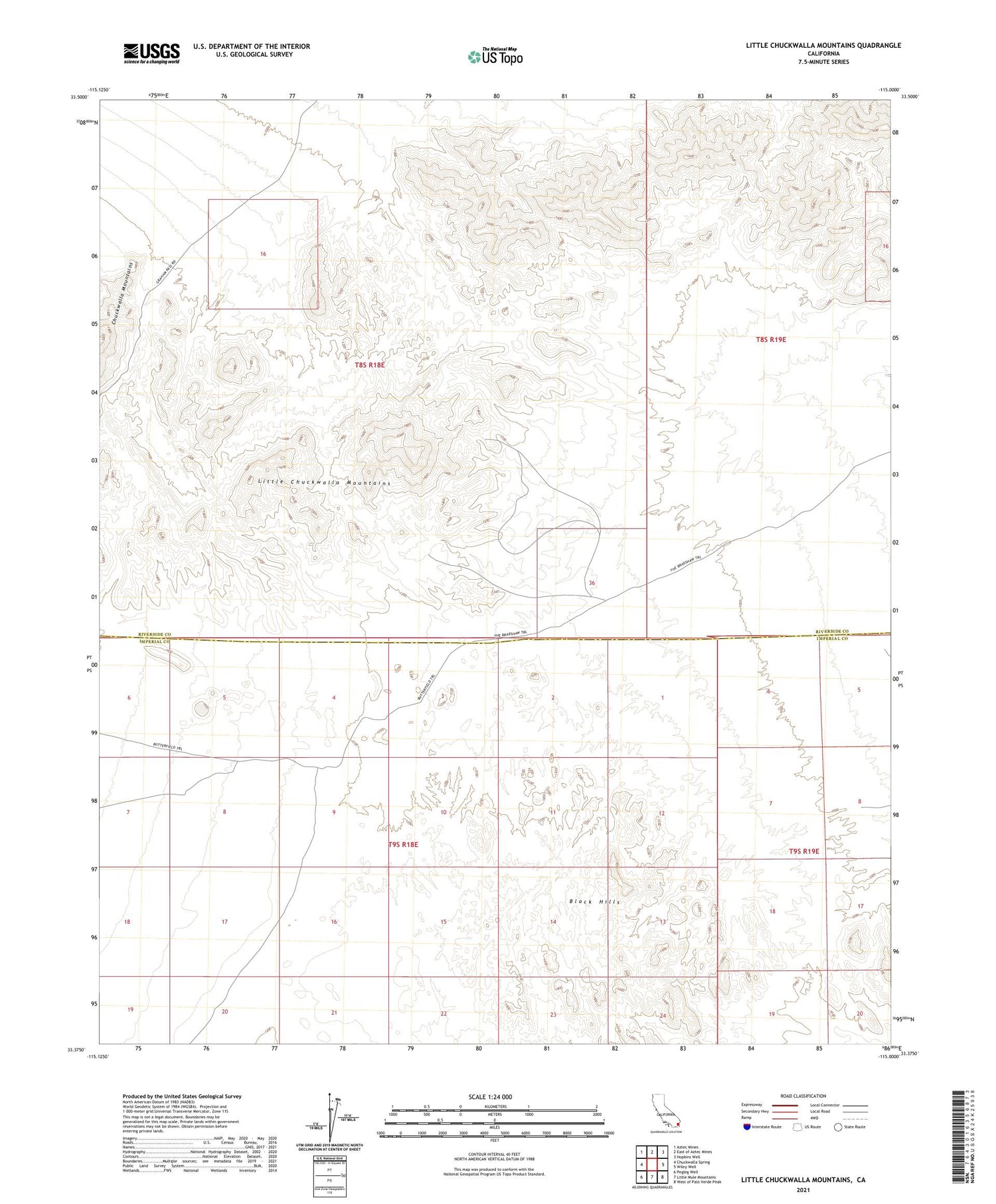 Little Chuckwalla Mountains California US Topo Map Image
