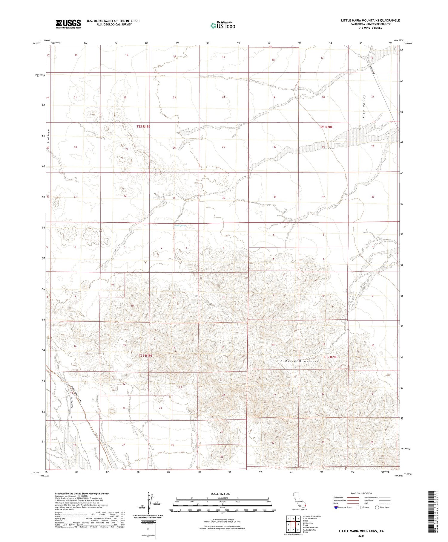 Little Maria Mountains California US Topo Map Image
