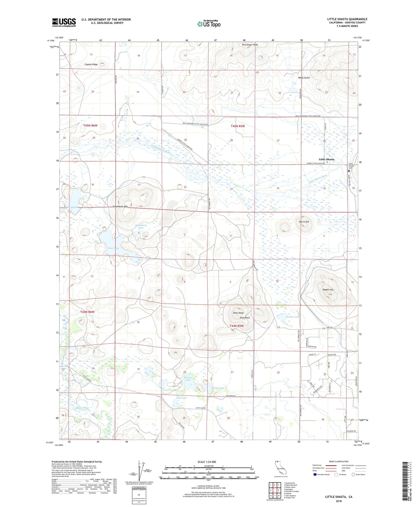 Little Shasta California US Topo Map Image