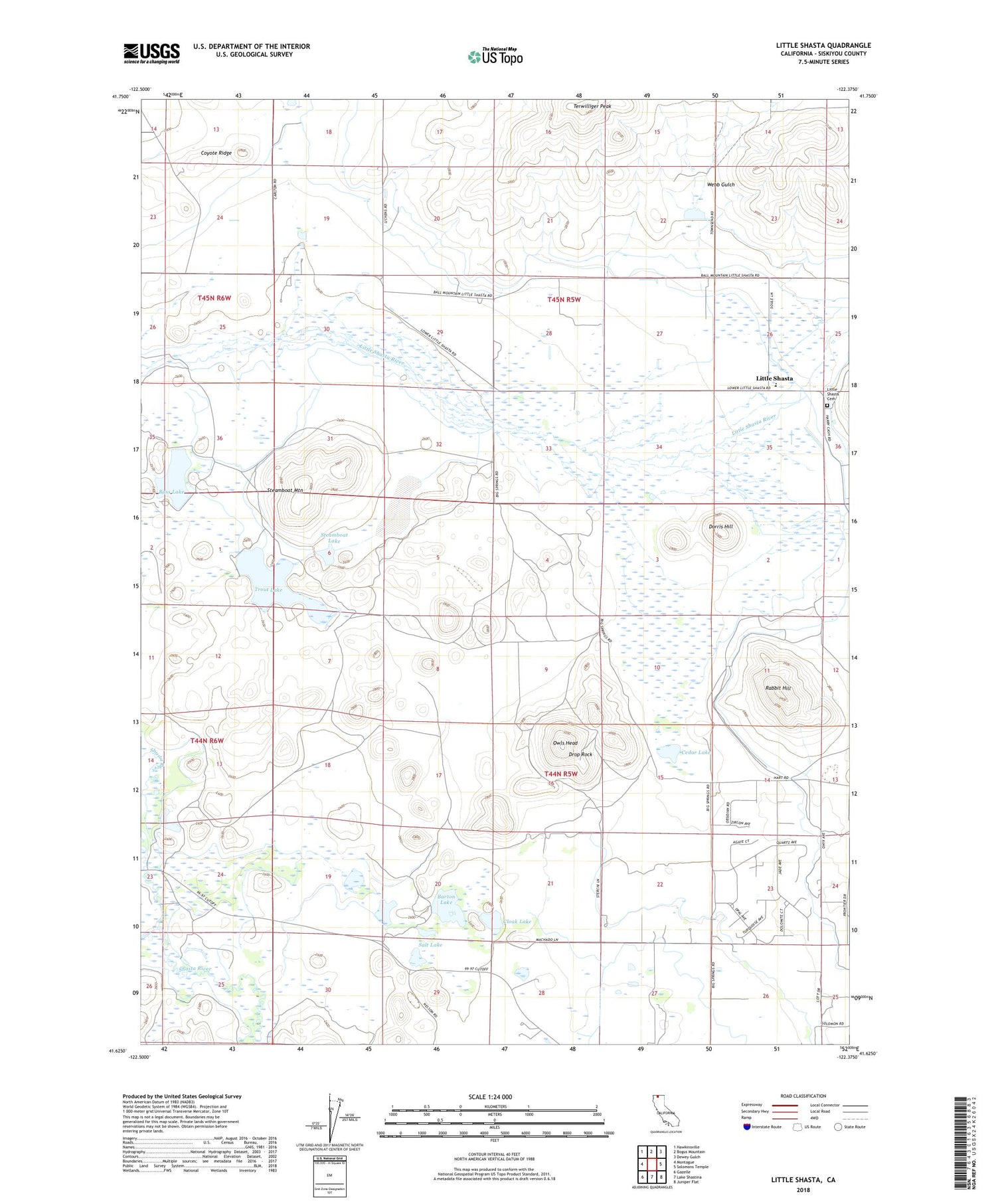 Little Shasta California US Topo Map Image