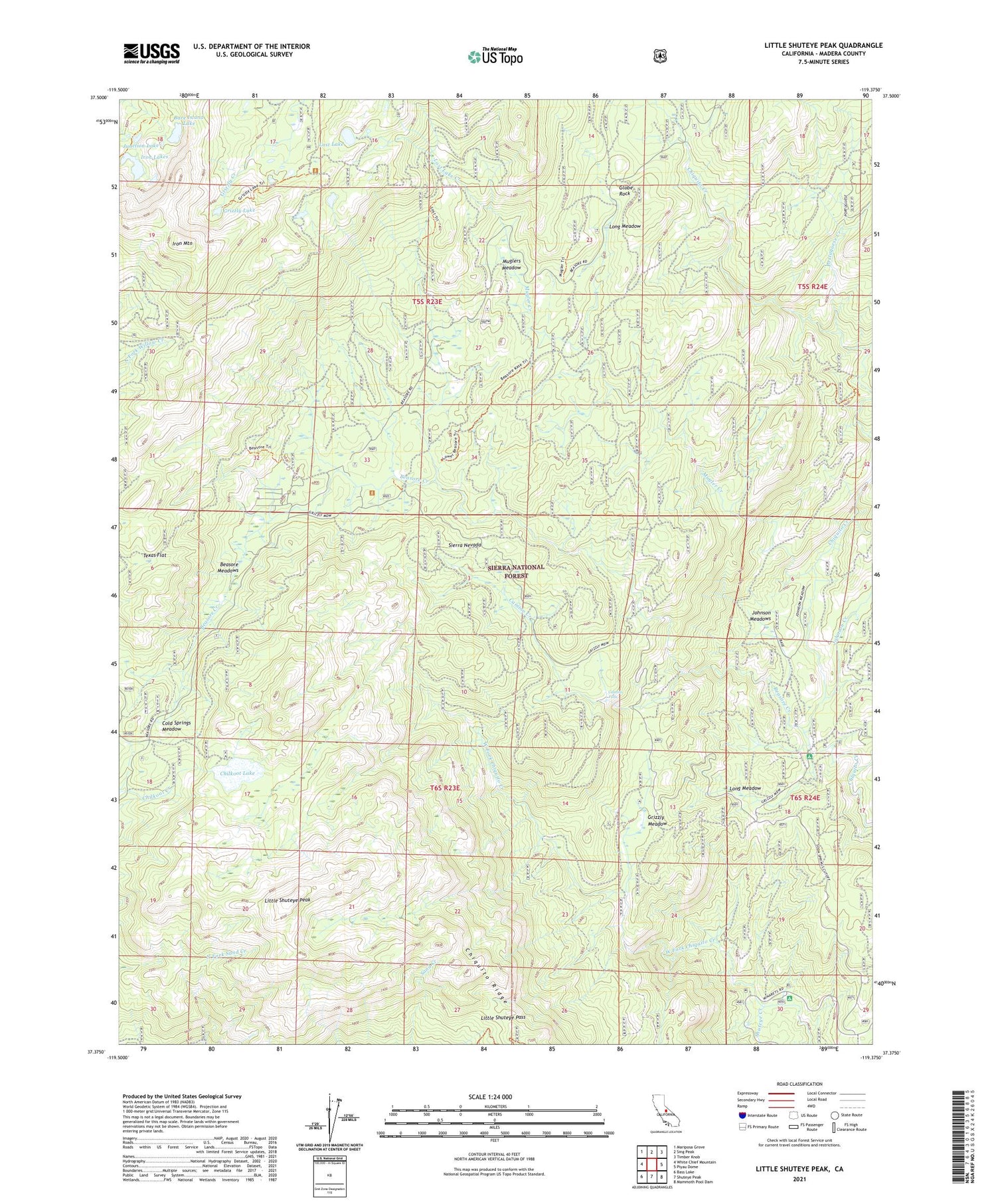 Little Shuteye Peak California US Topo Map Image