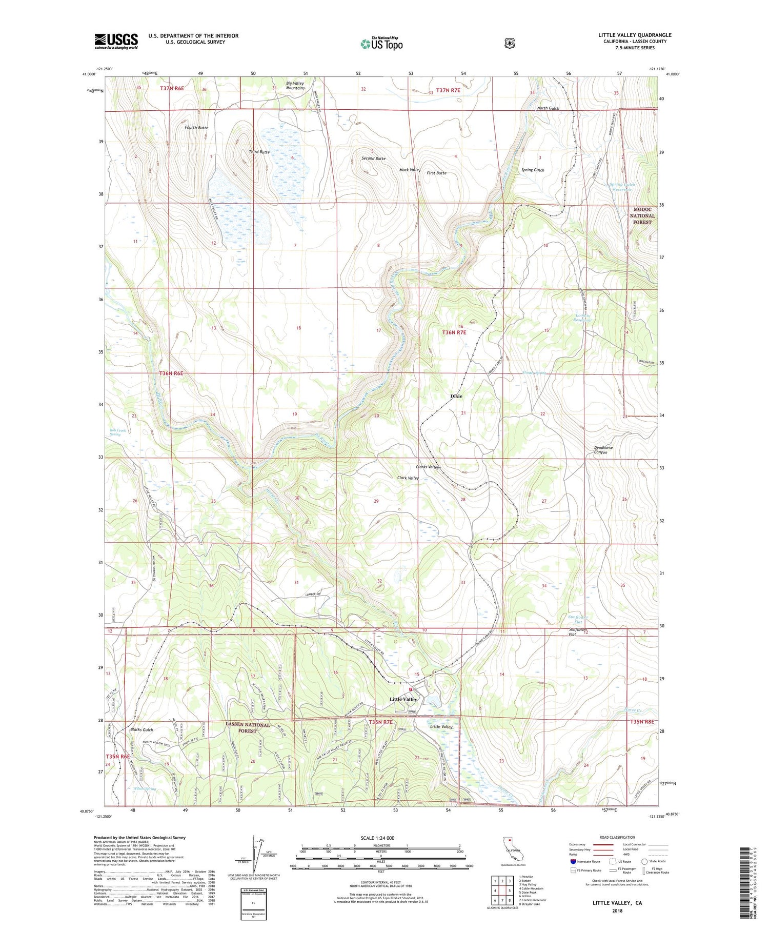 Little Valley California US Topo Map Image
