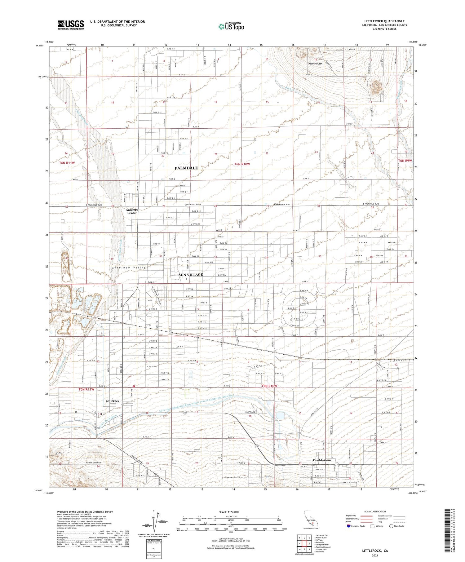 Littlerock California US Topo Map Image