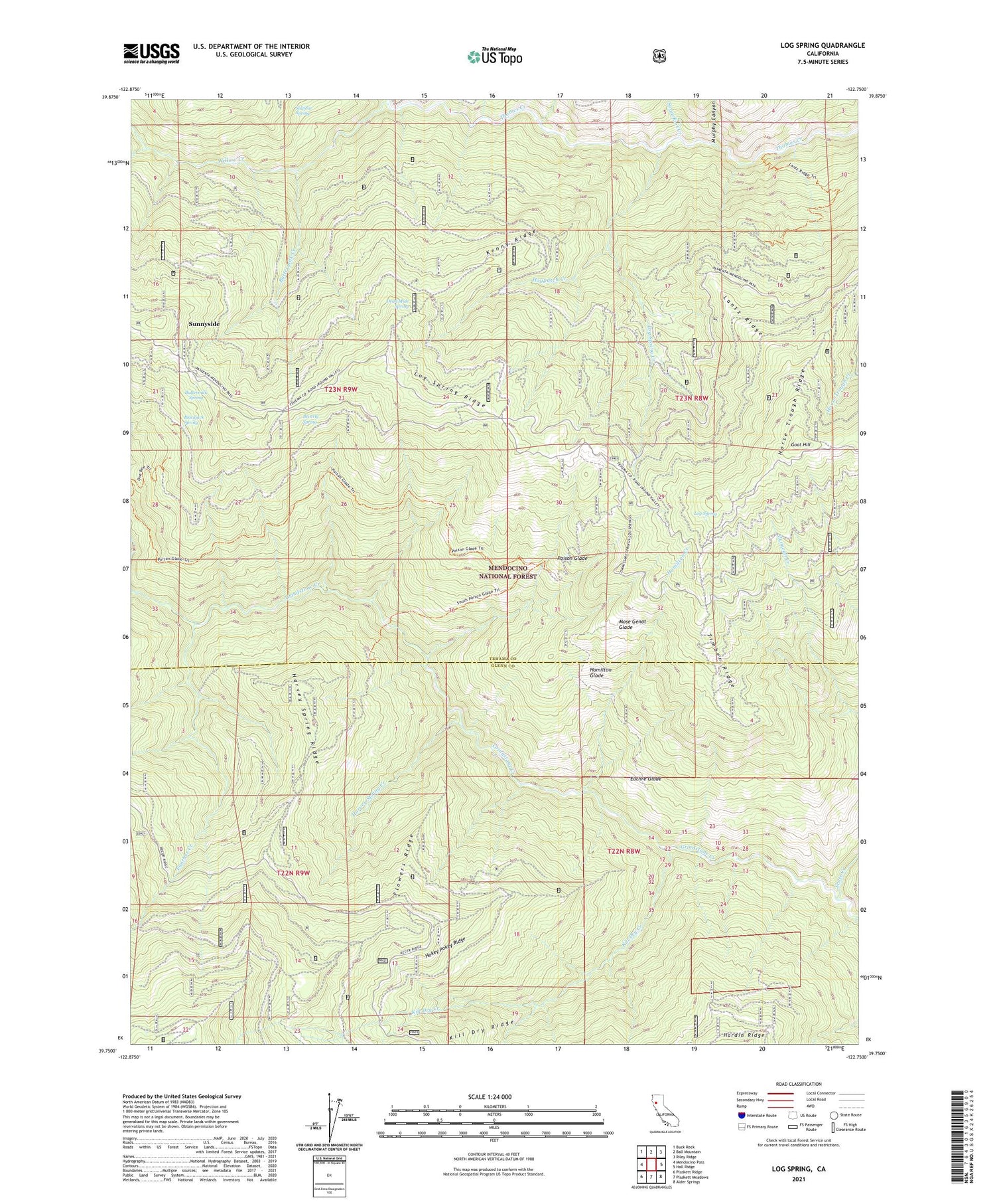 Log Spring California US Topo Map Image