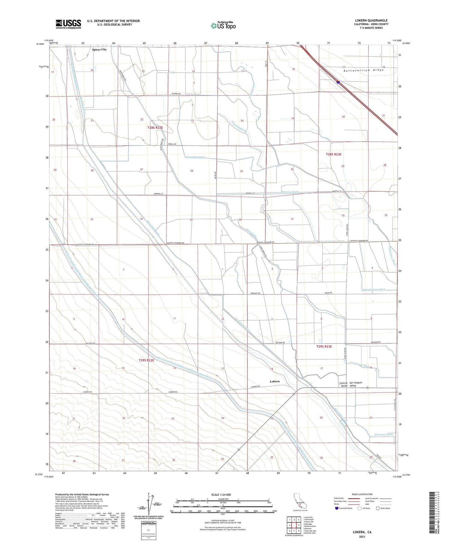 Lokern California US Topo Map Image