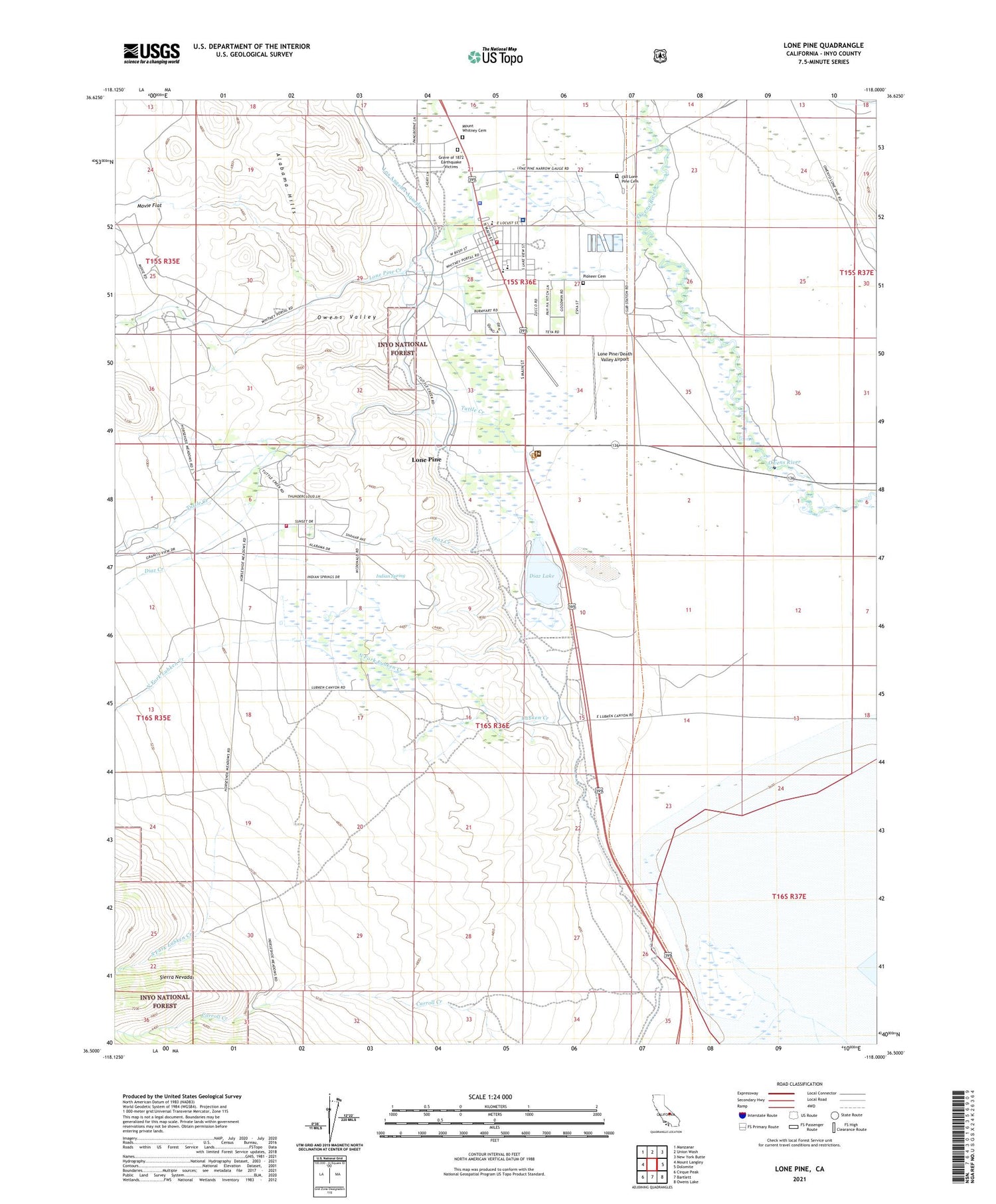 Lone Pine California US Topo Map Image