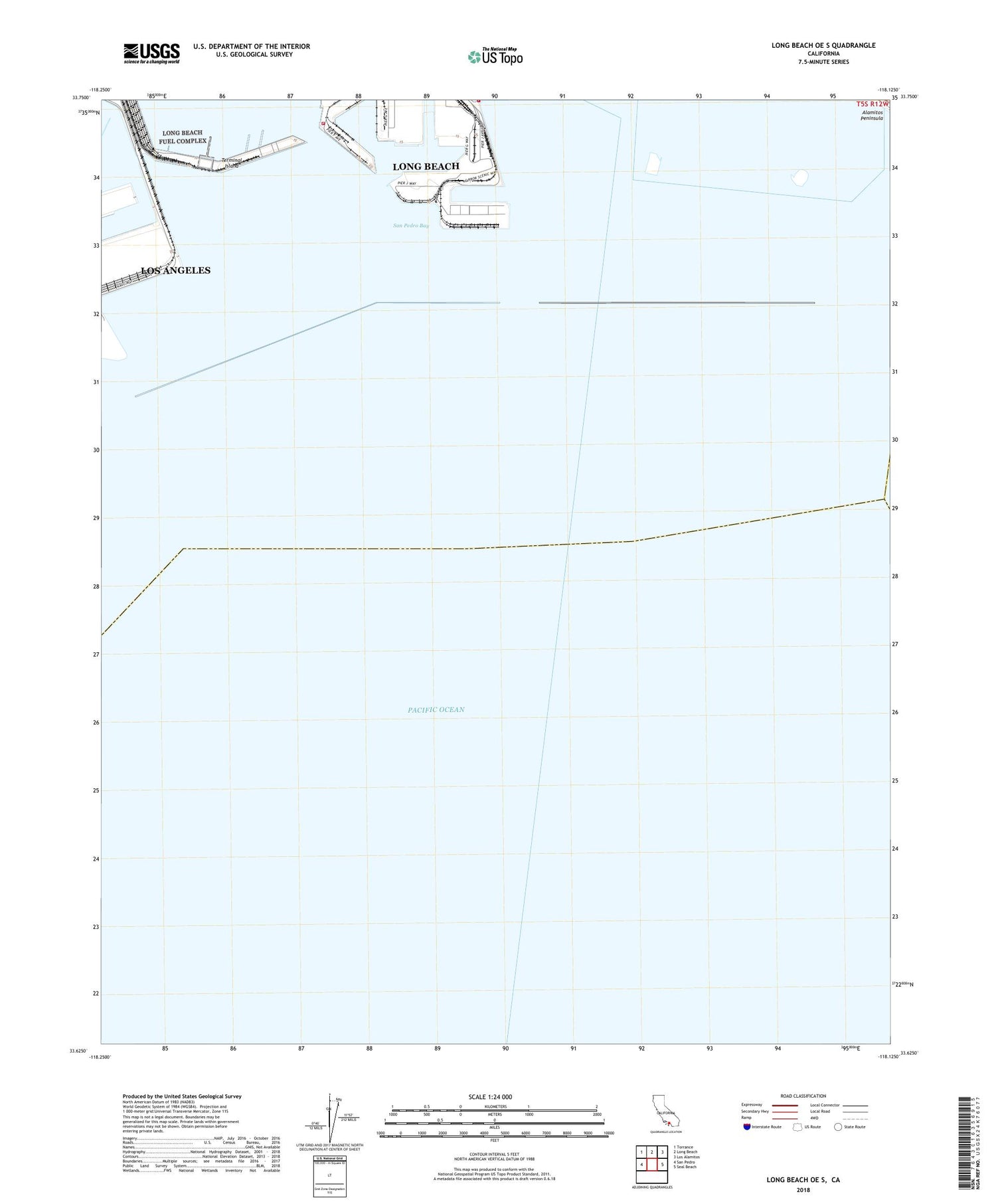 Long Beach OE S California US Topo Map Image