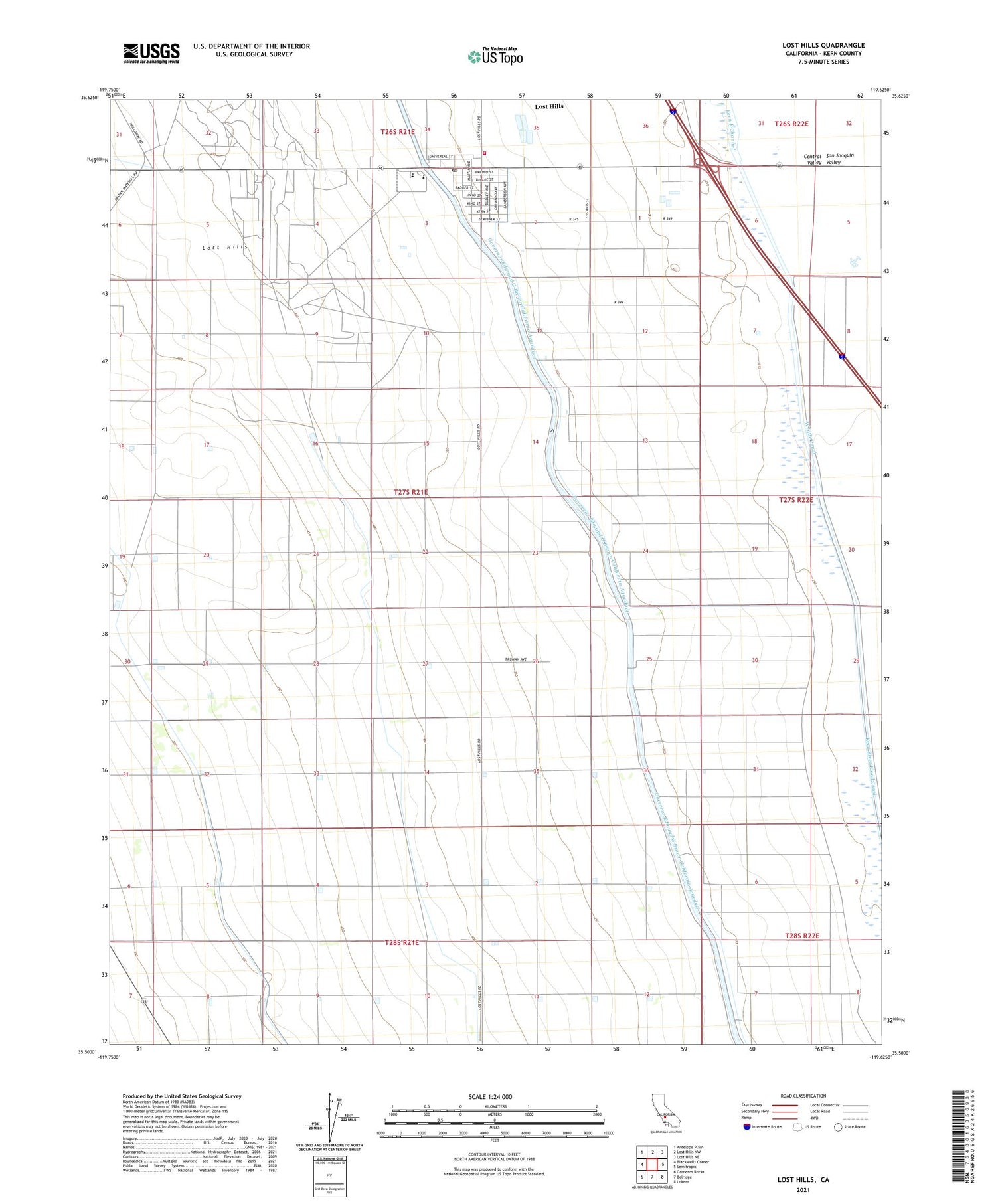 Lost Hills California US Topo Map Image