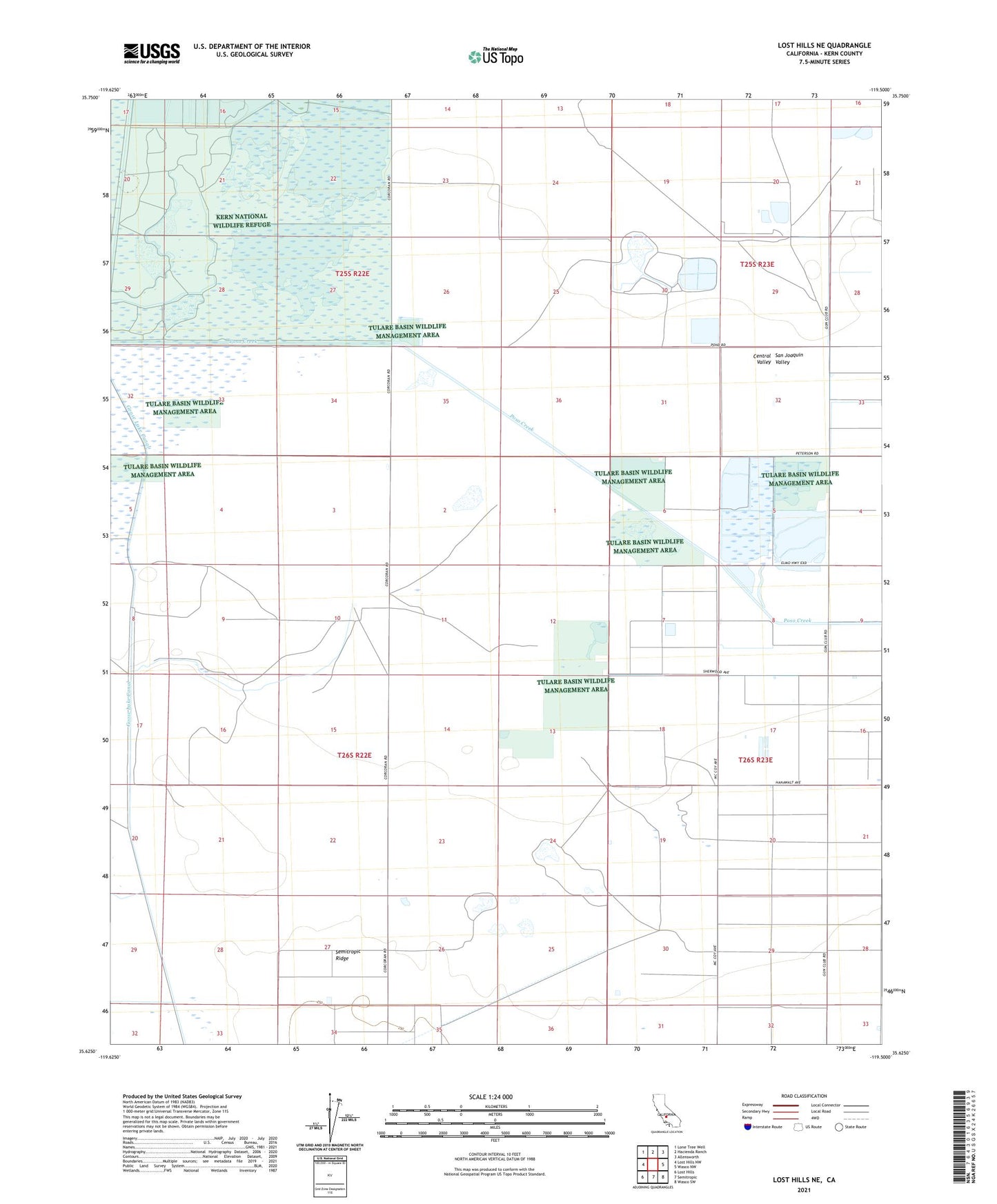 Lost Hills NE California US Topo Map Image