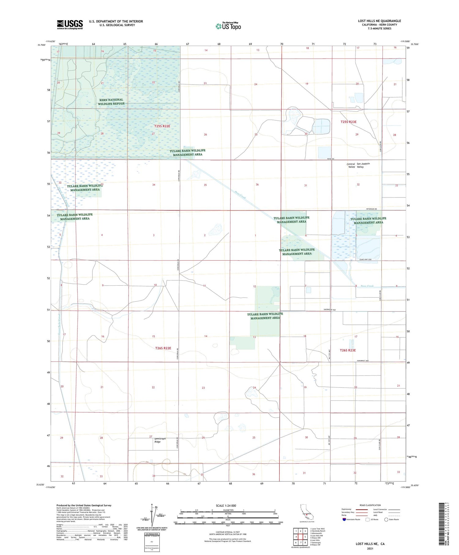 Lost Hills NE California US Topo Map Image