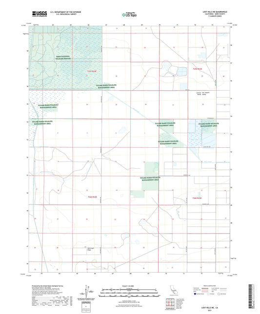 Lost Hills NE California US Topo Map Image