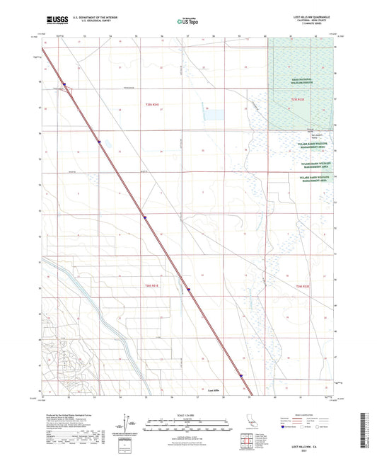 Lost Hills NW California US Topo Map Image