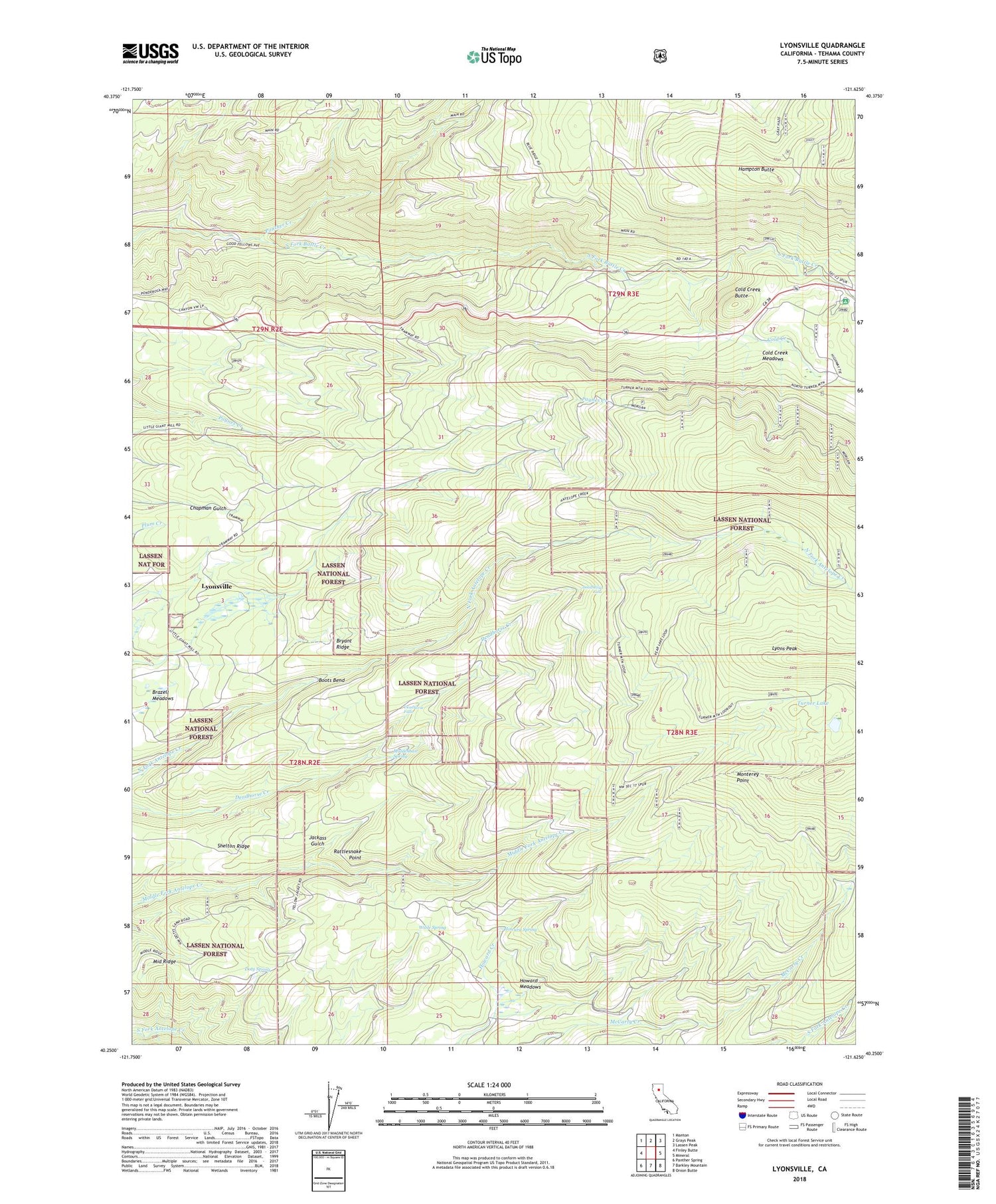 Lyonsville California US Topo Map Image