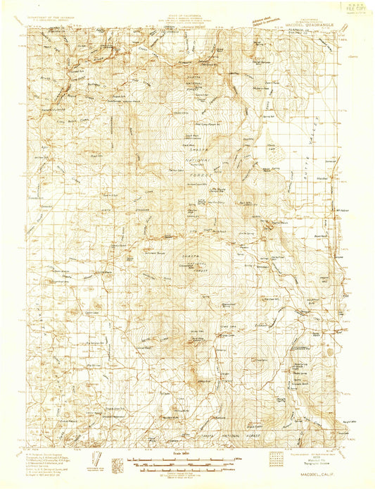 Historic 1934 MacDoel California 30'x30' Topo Map Image