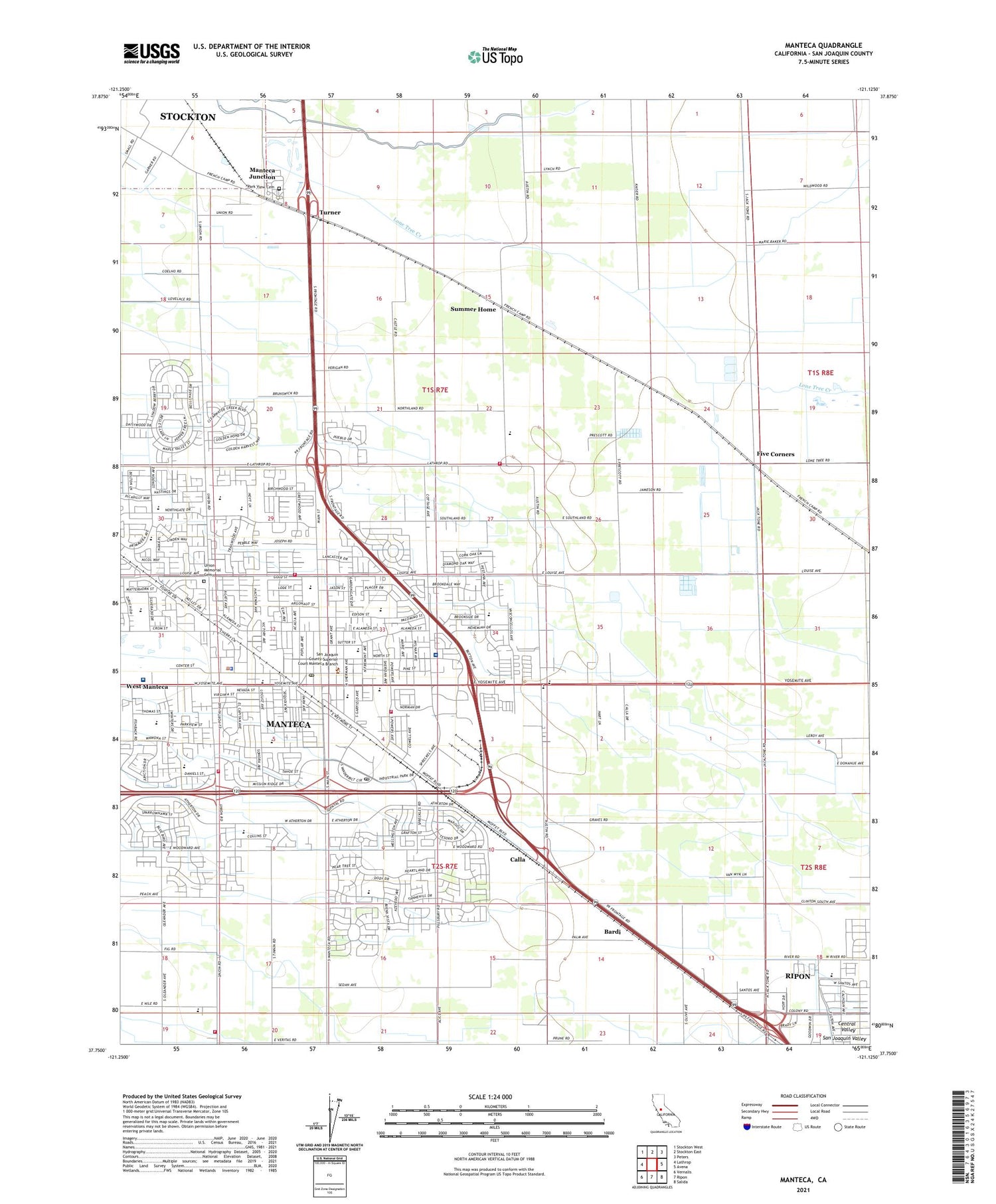 Manteca California US Topo Map Image