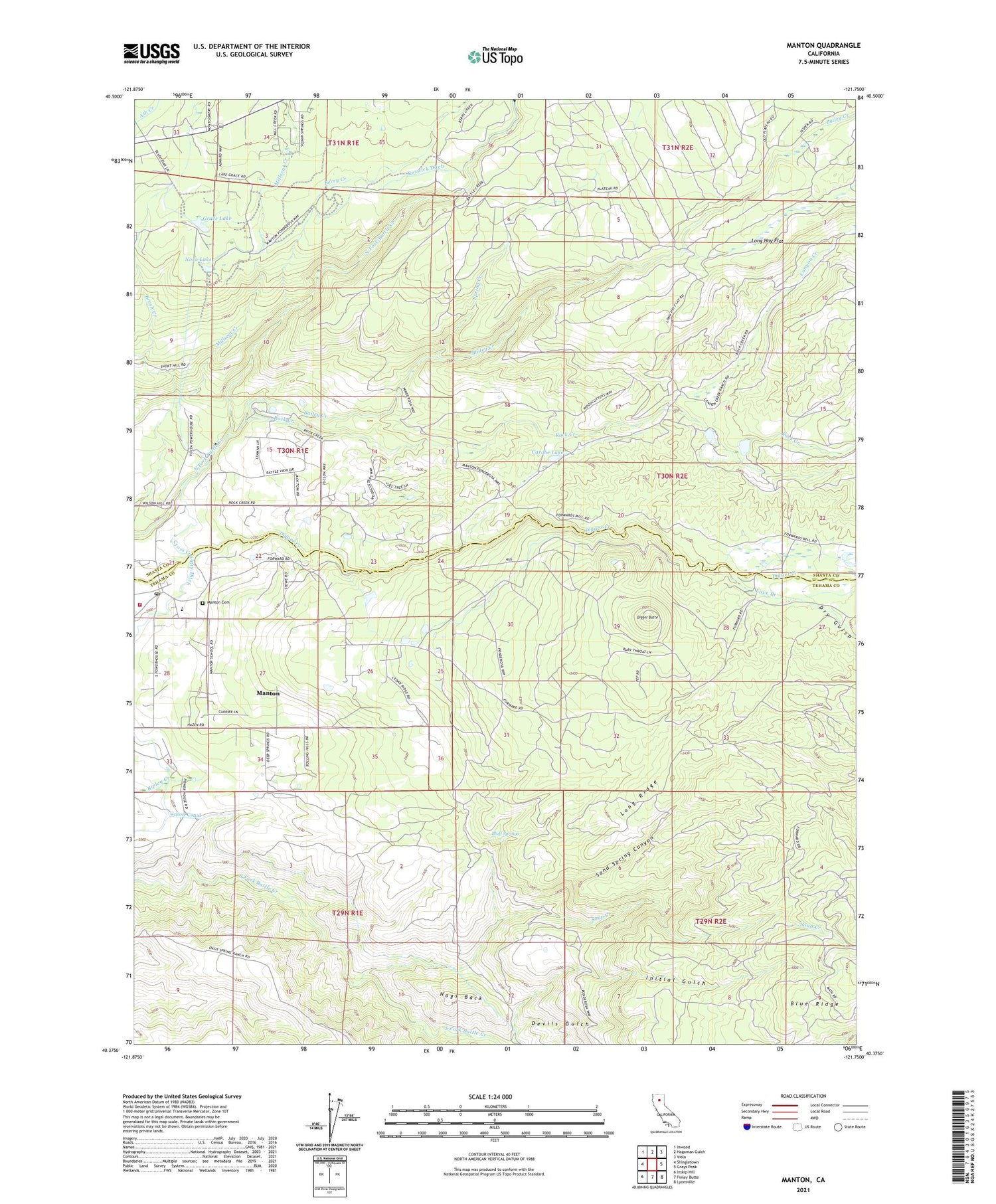 Manton California US Topo Map Image