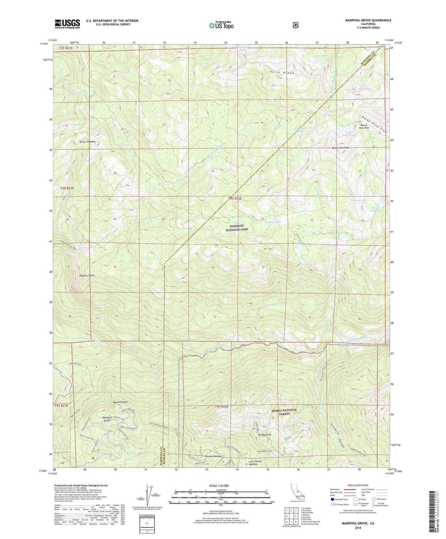 Mariposa Grove California US Topo Map Image