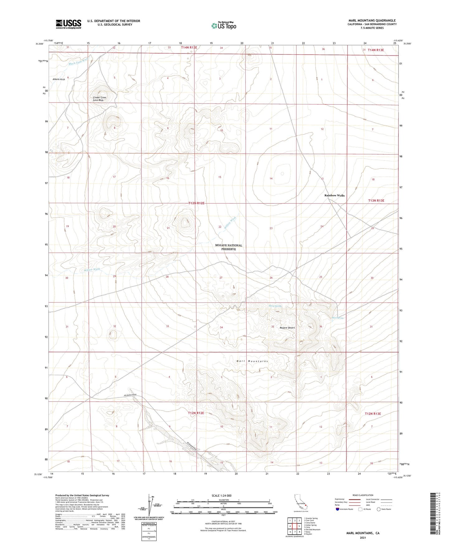 Marl Mountains California US Topo Map Image