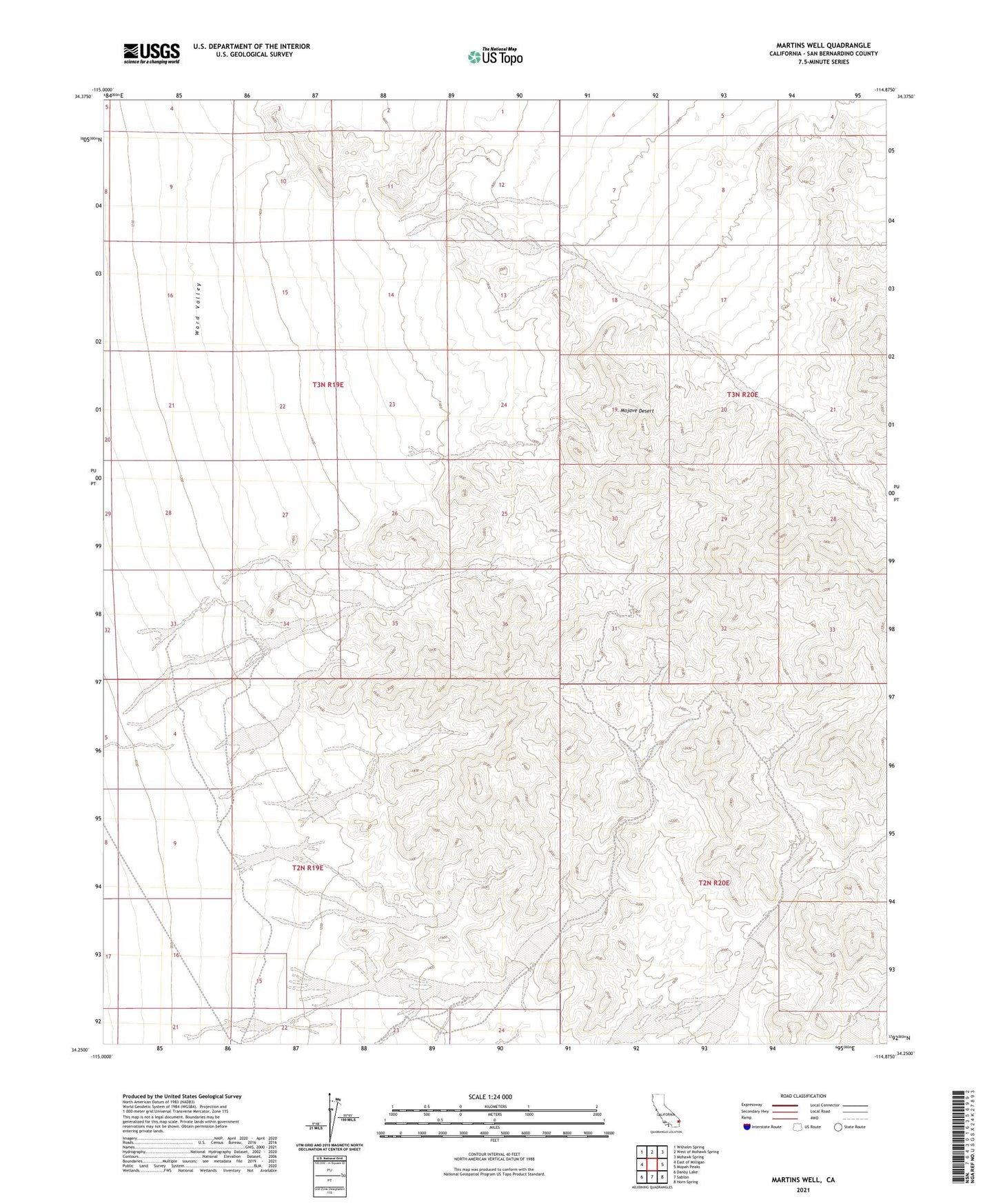 Martins Well California US Topo Map Image