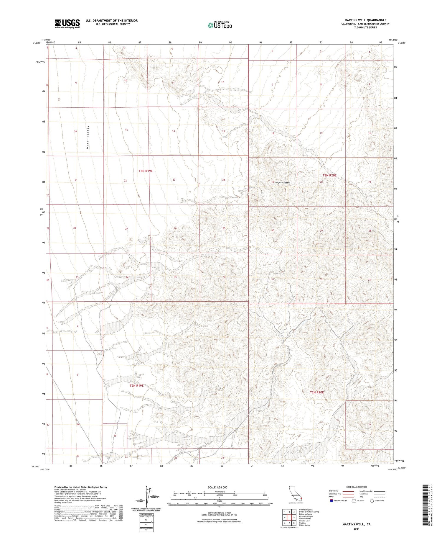 Martins Well California US Topo Map Image