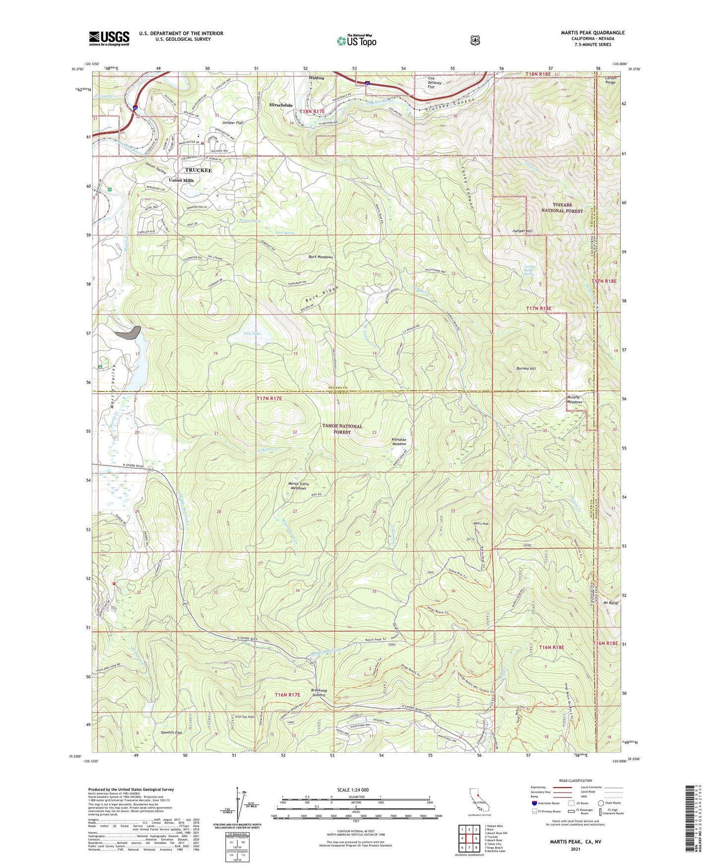Martis Peak California US Topo Map Image